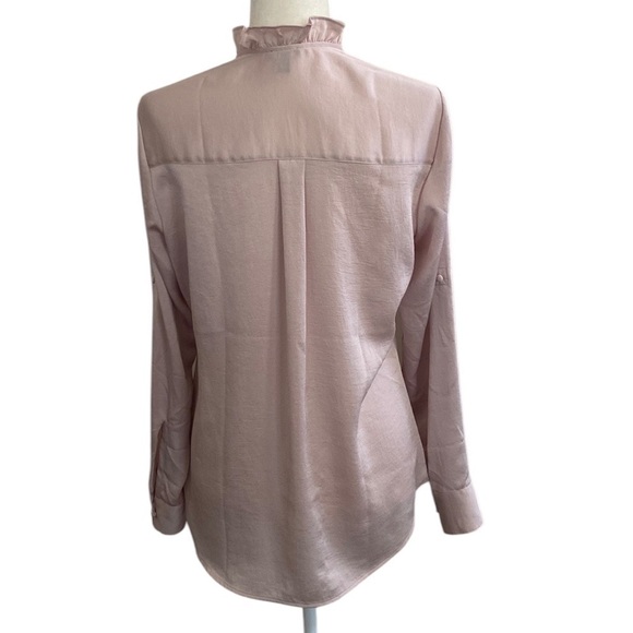 Express Light Pink Portofino Ruffle V-Neck Button Up Blouse Shirt Bohemian Top - Picture 12 of 16